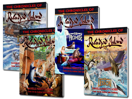 Picture of the four books of The Chronicles of Rubidjad Island
